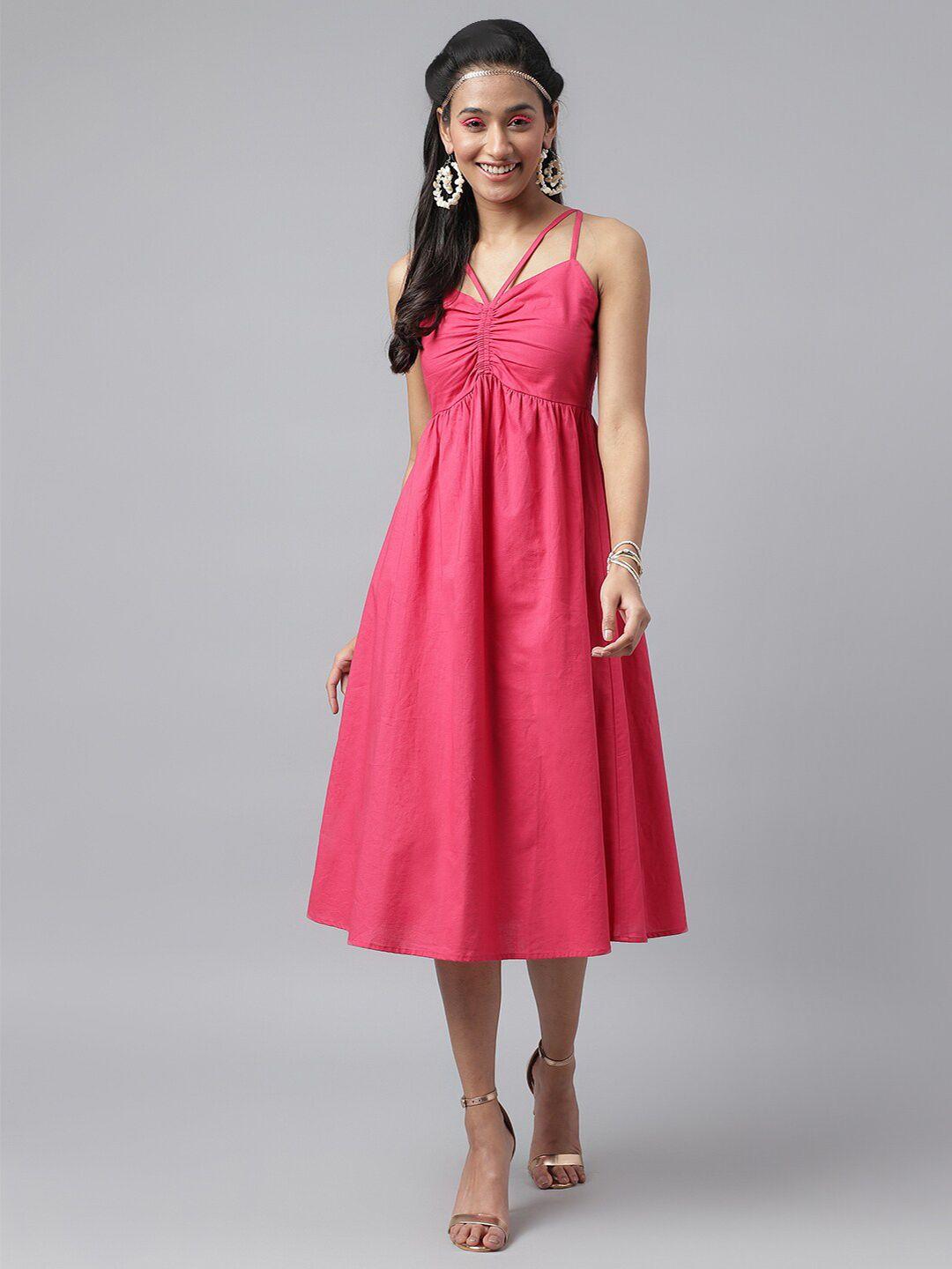 pinwheel pink empire midi dress