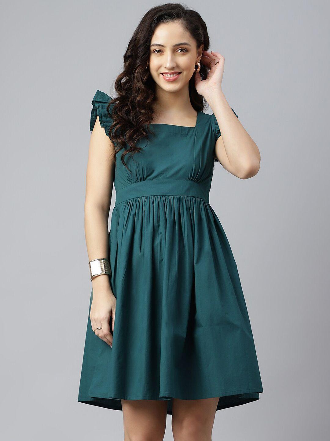 pinwheel women green a-line midi dress