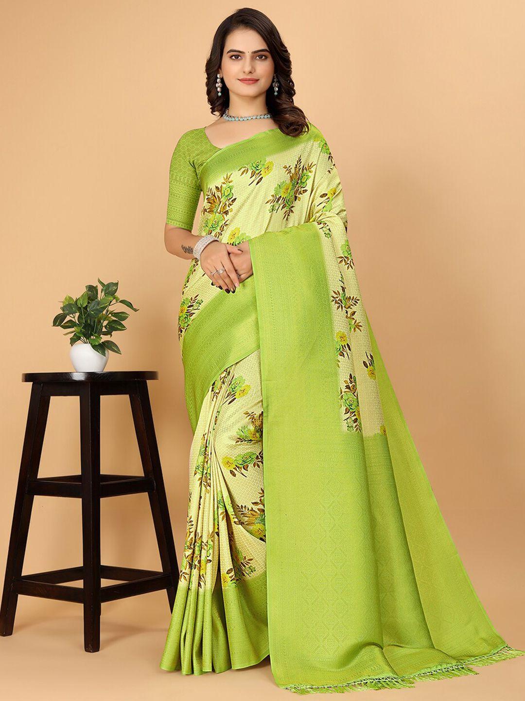 pionex floral pure silk printed kanjeevaram saree
