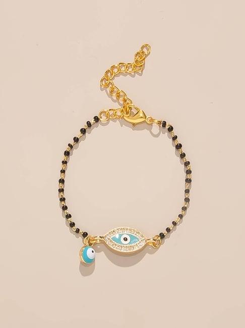 pipa bella black evil eye turquoise & golden flexible fit bracelet