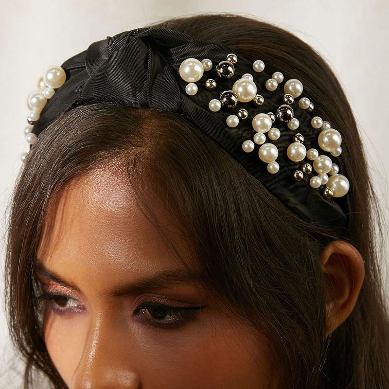pipa bella by nykaa fashion embellished with pearls black hairband