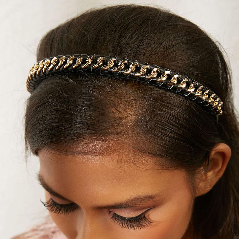 pipa bella by nykaa fashion gold link black hairband