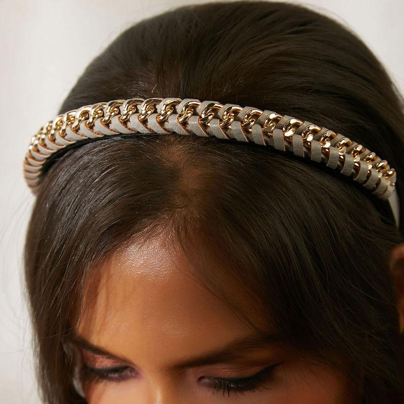 pipa bella by nykaa fashion gold link pleated black hairband