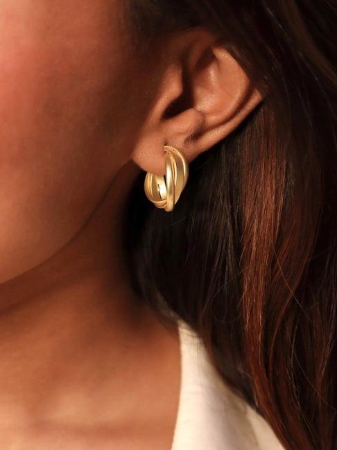 pipa bella criss cross golden alloy hoop earrings