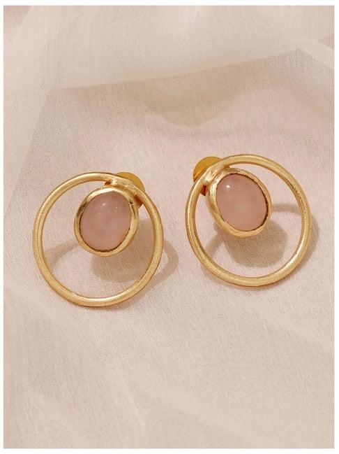 pipa bella oval pink & golden stud earrings