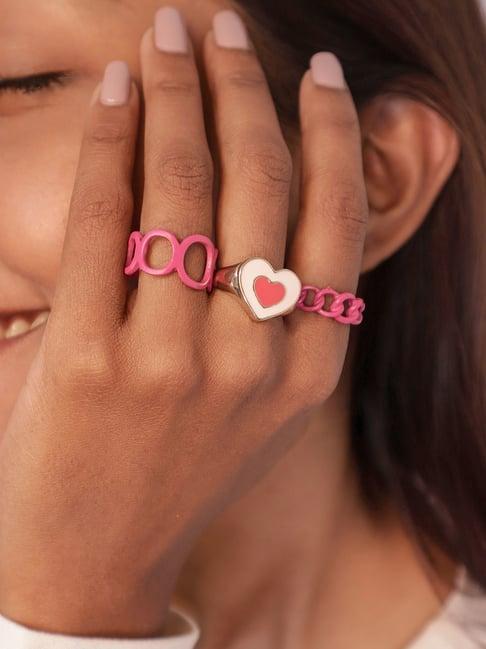 pipa bella pink y2k resin cluster bracelets for women - set of 3