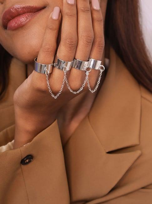 pipa bella silver cocktail bracelets for women - set of 5