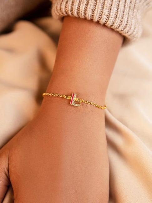 pipa bella l initial golden & pink brass flexible fit bracelet