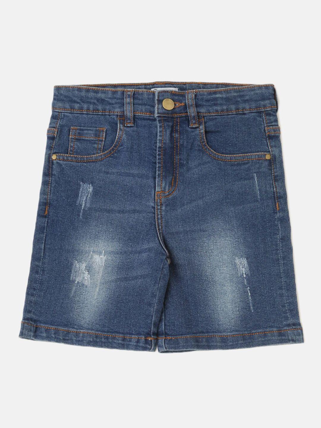 pipin boys blue washed cotton denim shorts