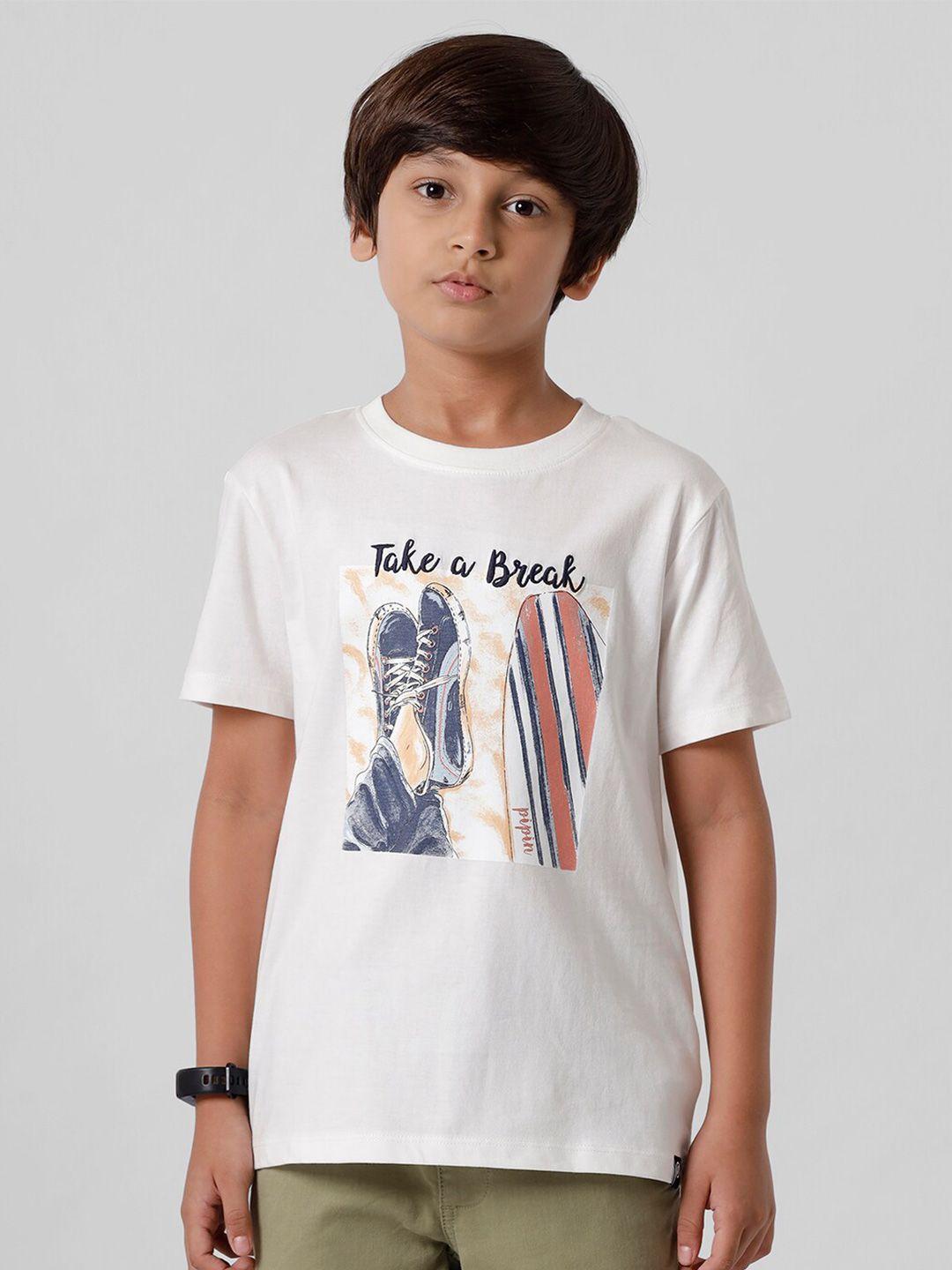 pipin boys off white floral printed raw edge t-shirt
