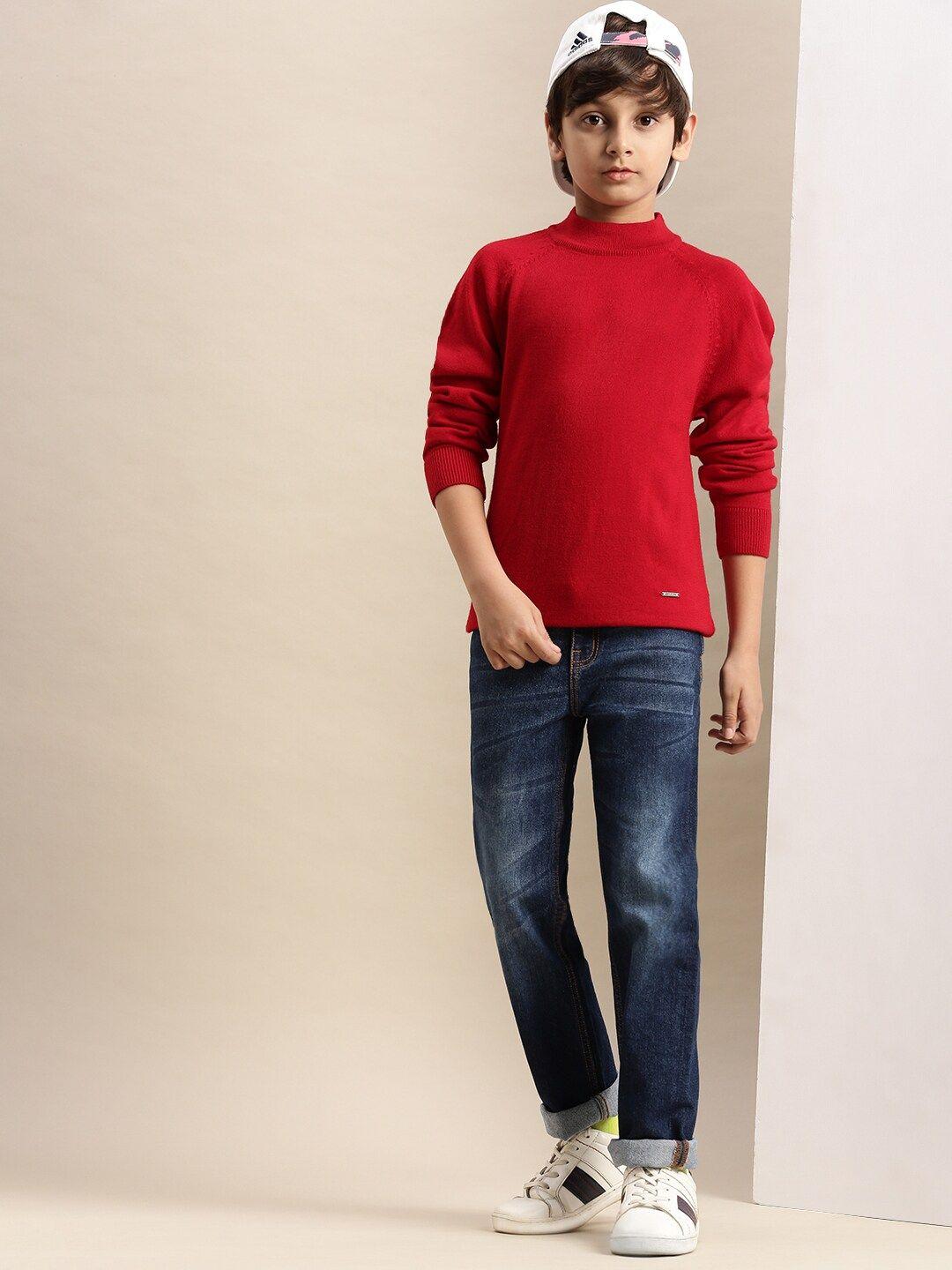 pipin boys red solid acrylic sweatshirt