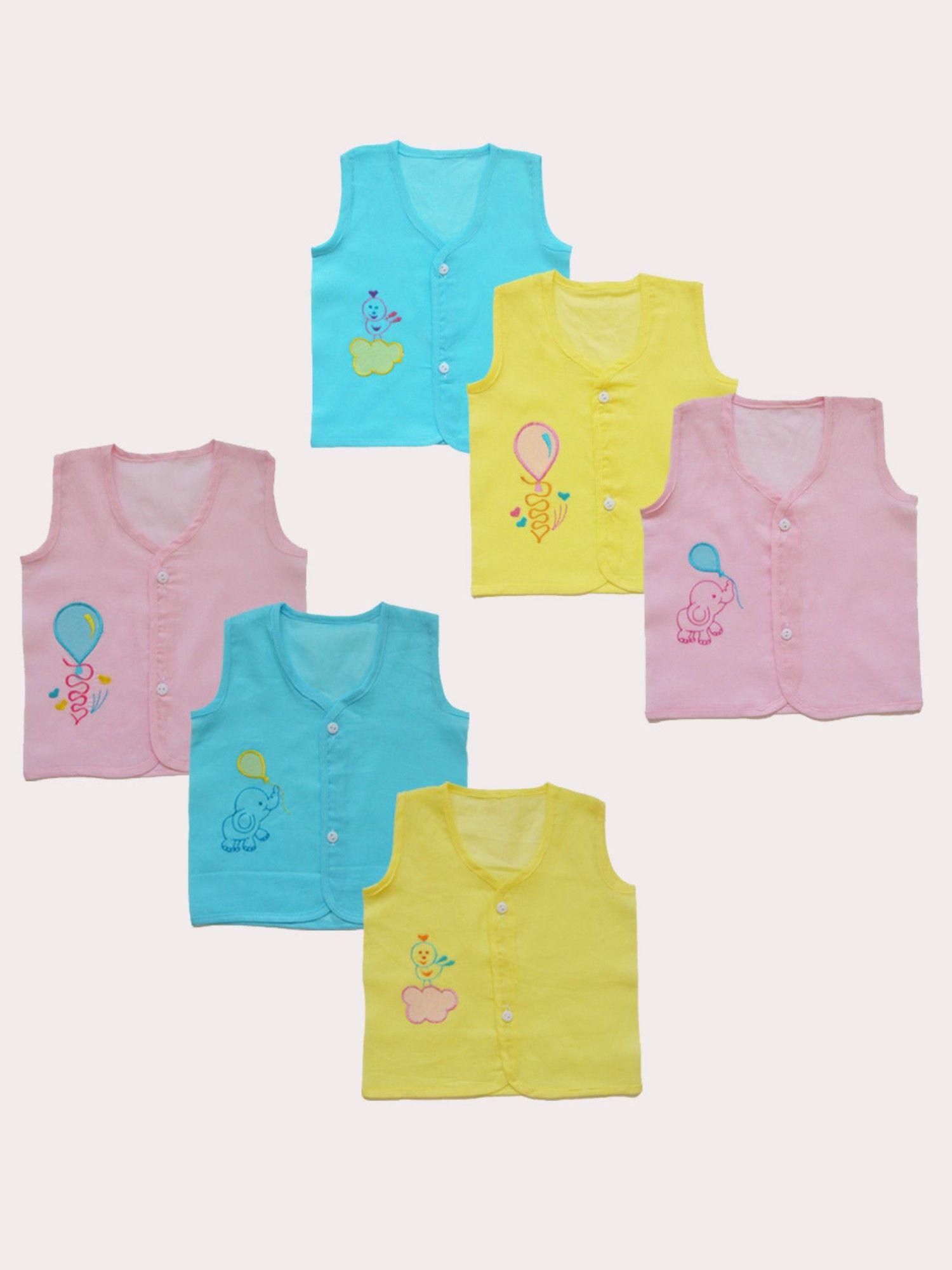 piping finish jhabla pink balloon, blue elephant, yellow birdie (set of 6)