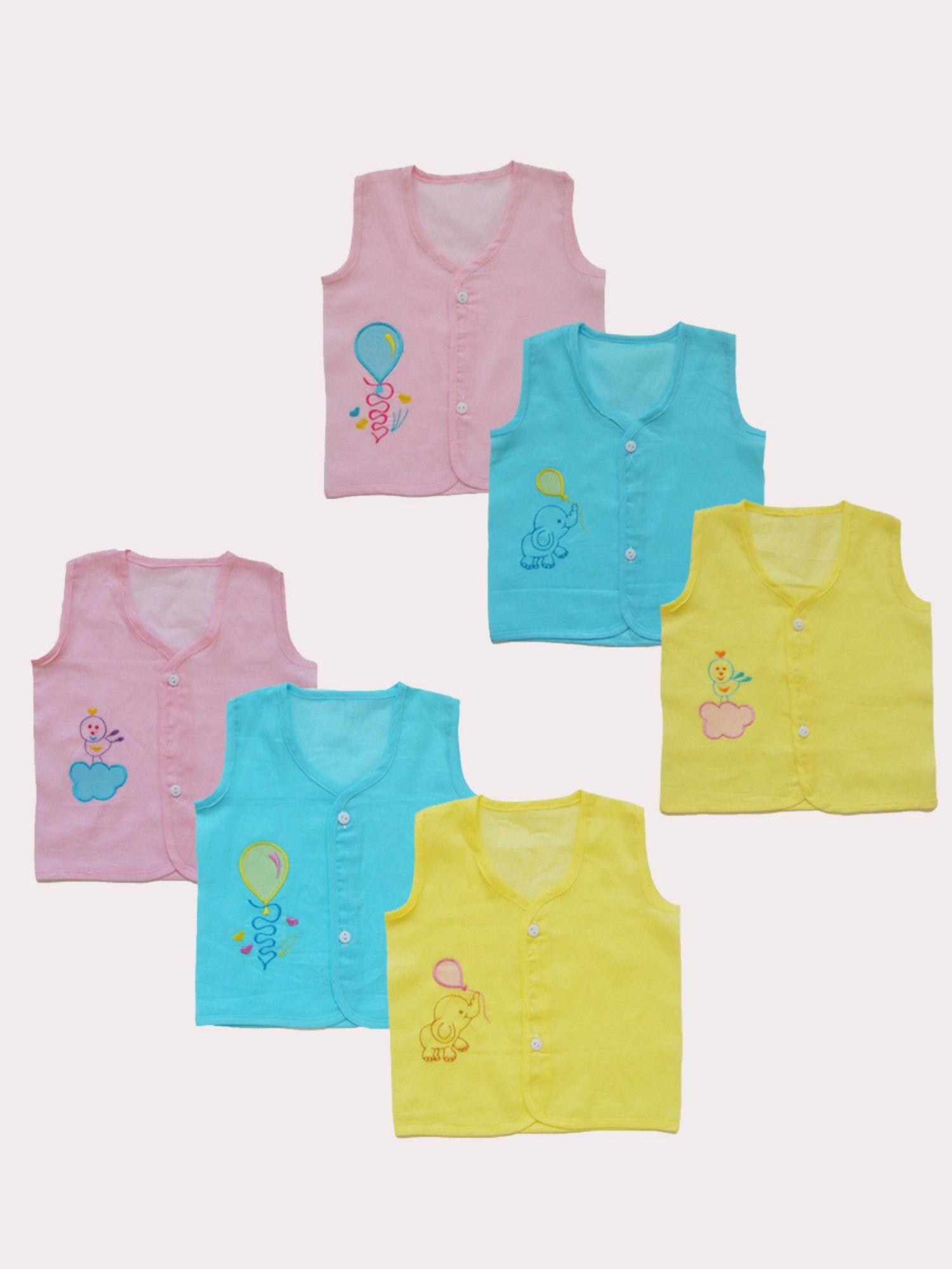 piping finish jhabla pink balloon, blue elephant, yellow birdie (set of 6)