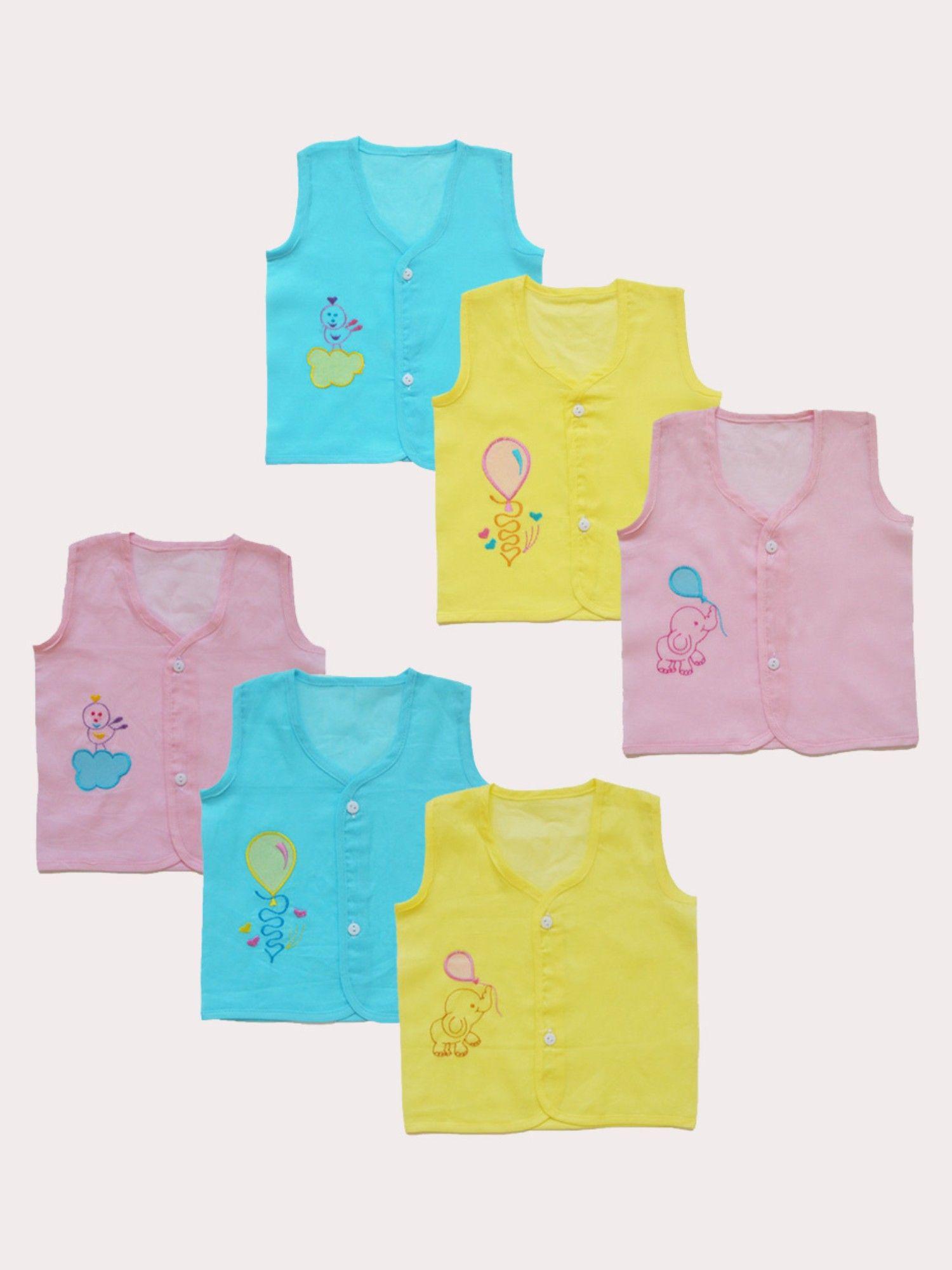 piping finish jhabla pink elephant, blue birdie, yellow balloon (set of 6)