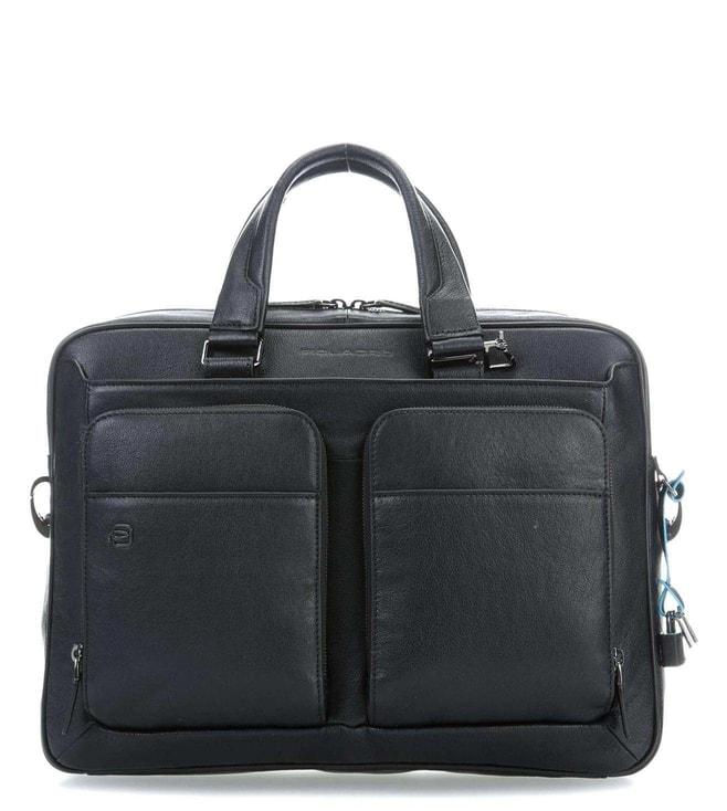 piquadro black square black laptop briefcase