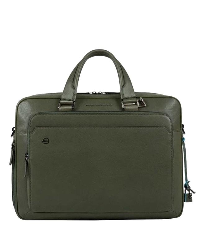 piquadro black square green laptop briefcase
