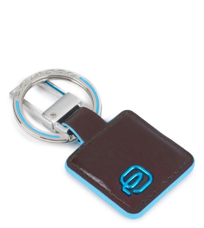 piquadro blue square mahogany keychain