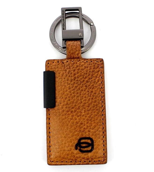 piquadro brown pulse plus keychain with carabiner
