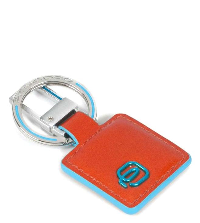 piquadro orange blue square keychain