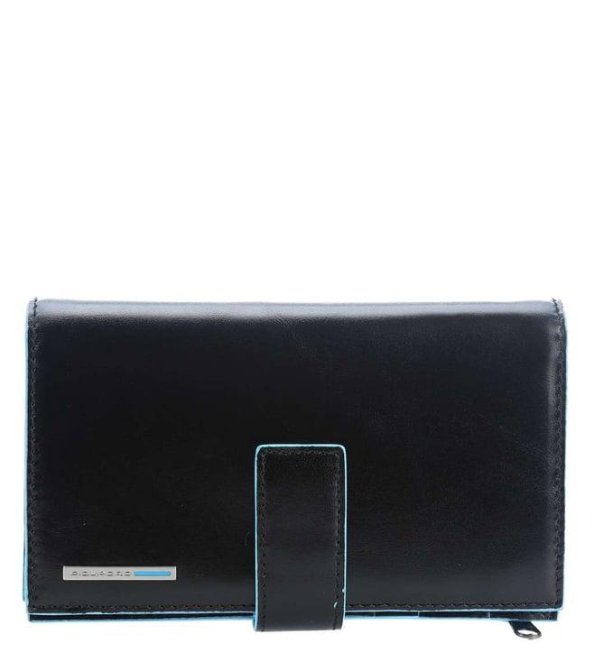 piquadro blue square black wallet