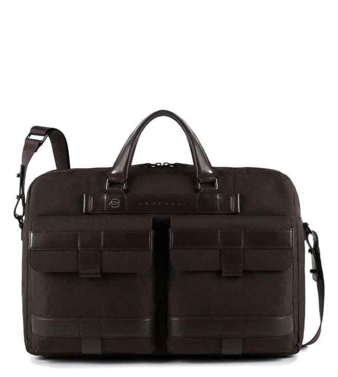 piquadro ross brown laptop briefcase