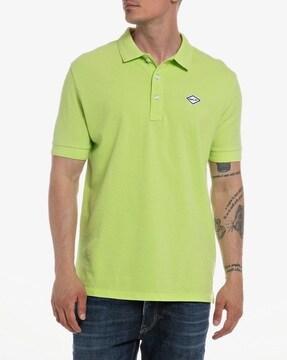 pique polo t-shirt with brand print