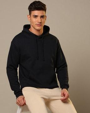 pique-knit hooded sweatshirt