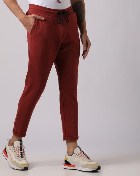 pique-knit straight track pants with drawstring waist