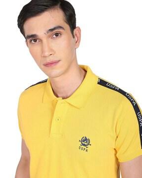 pique polo t-shirt with brand taping