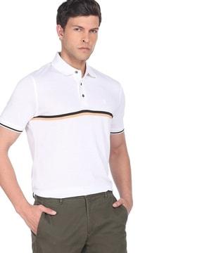 pique polo t-shirt with contrast stripes