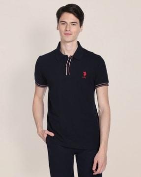 pique polo t-shirt with logo embroidery