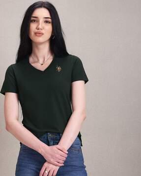 pique polo t-shirt with logo embroidery