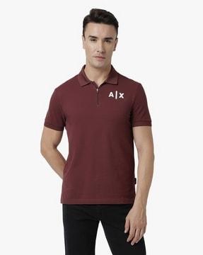 pique polo t-shirt with zip placket