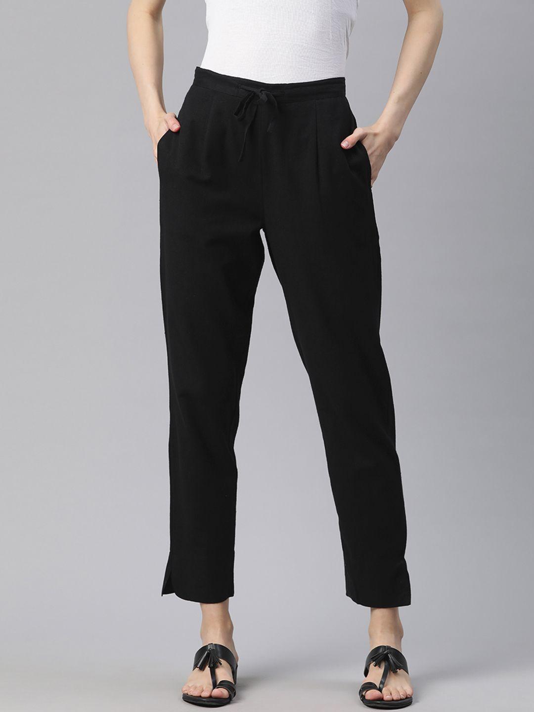 piroh women solid regular trousers