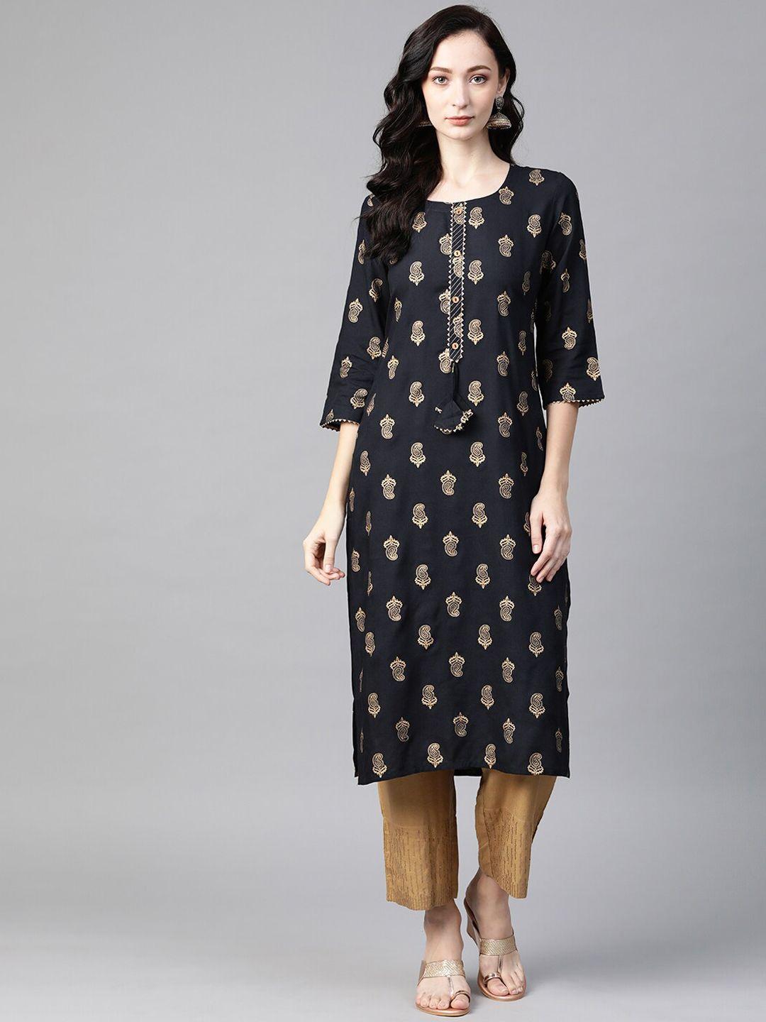 piroh ethnic motifs printed gotta patti detail kurta