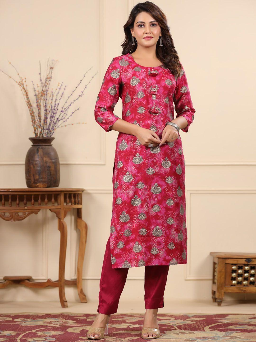 piroh ethnic motifs printed straight kurta with trousers