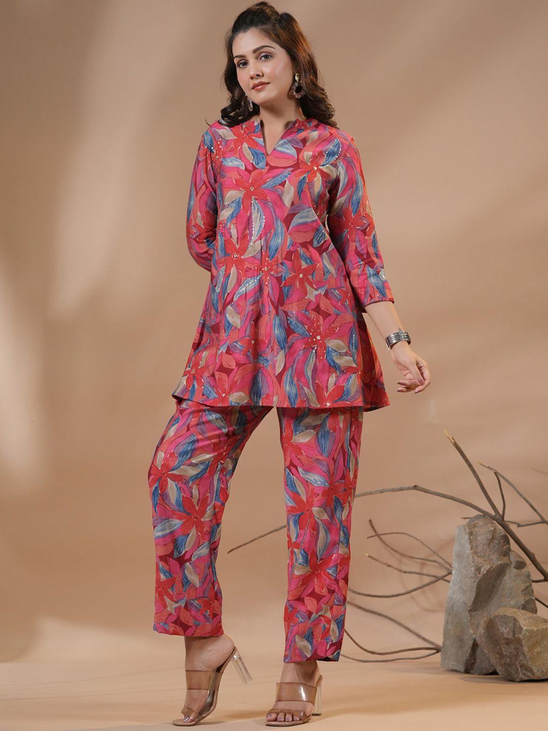 piroh floral printed cotton tunic with trouser co-ords