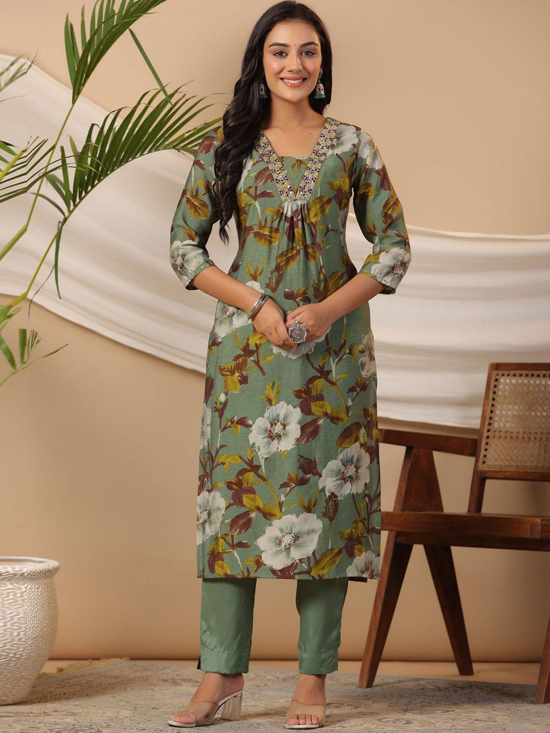 piroh floral printed kurta with trousers