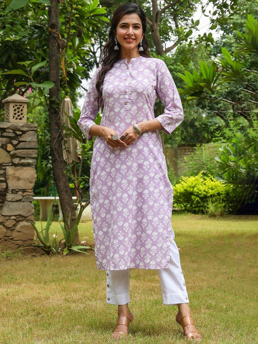 piroh floral printed pure cotton straight kurta