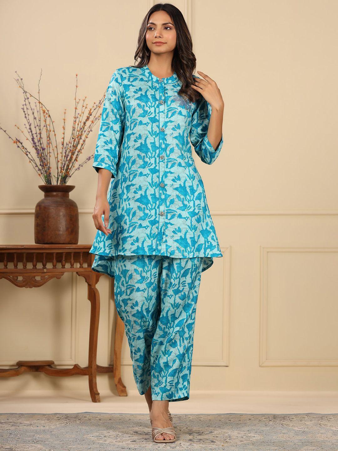 piroh floral printed pure cotton tunic & trousers co-ords set