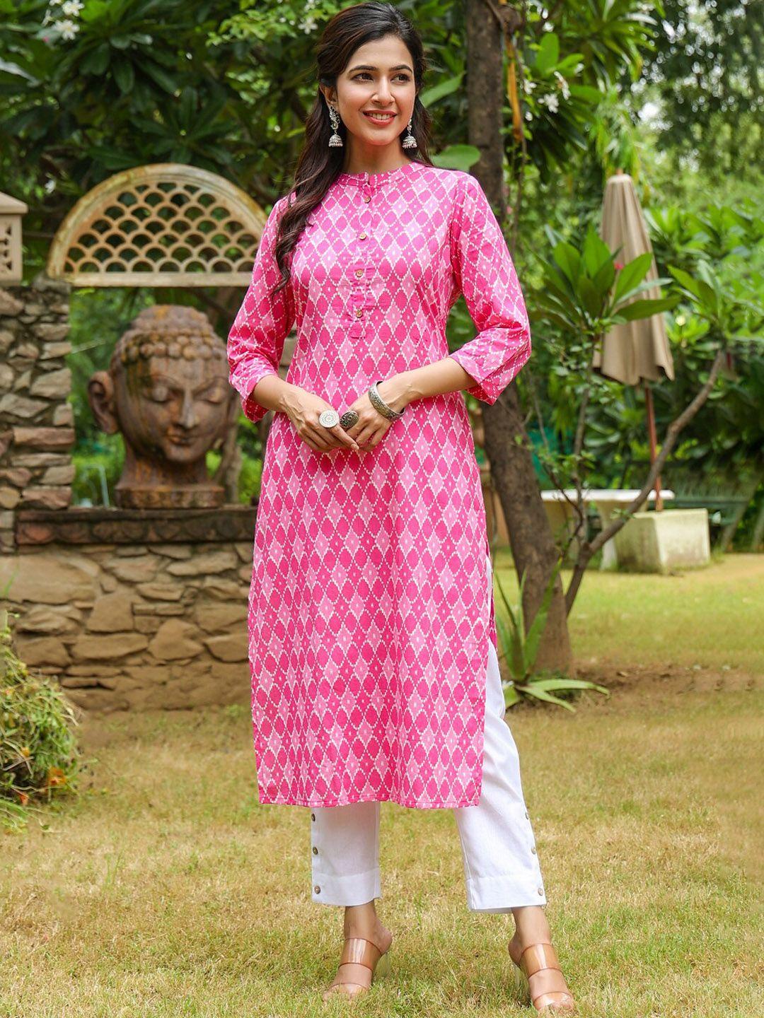 piroh geometric printed pure cotton straight kurta