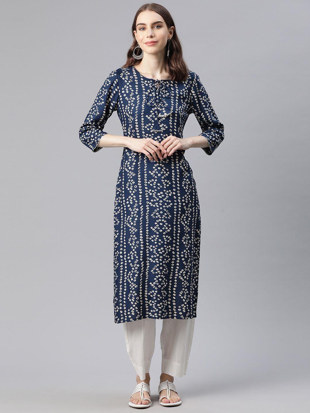 piroh women bandhani printed straight kurta