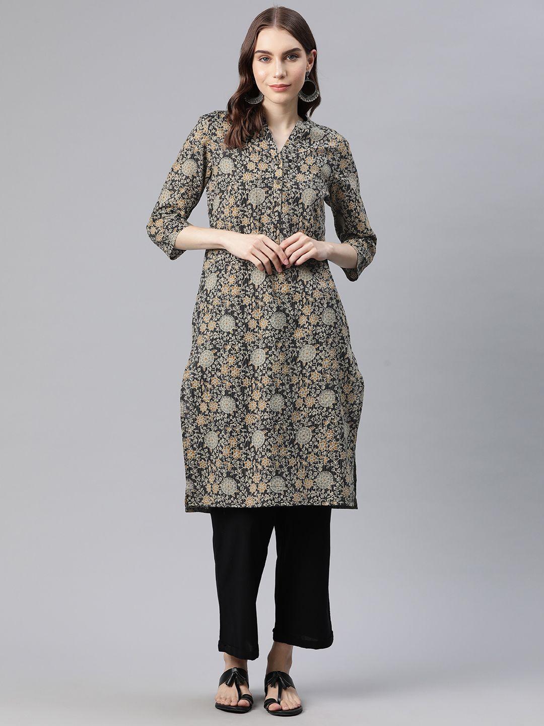 piroh women floral printed thread work kurta