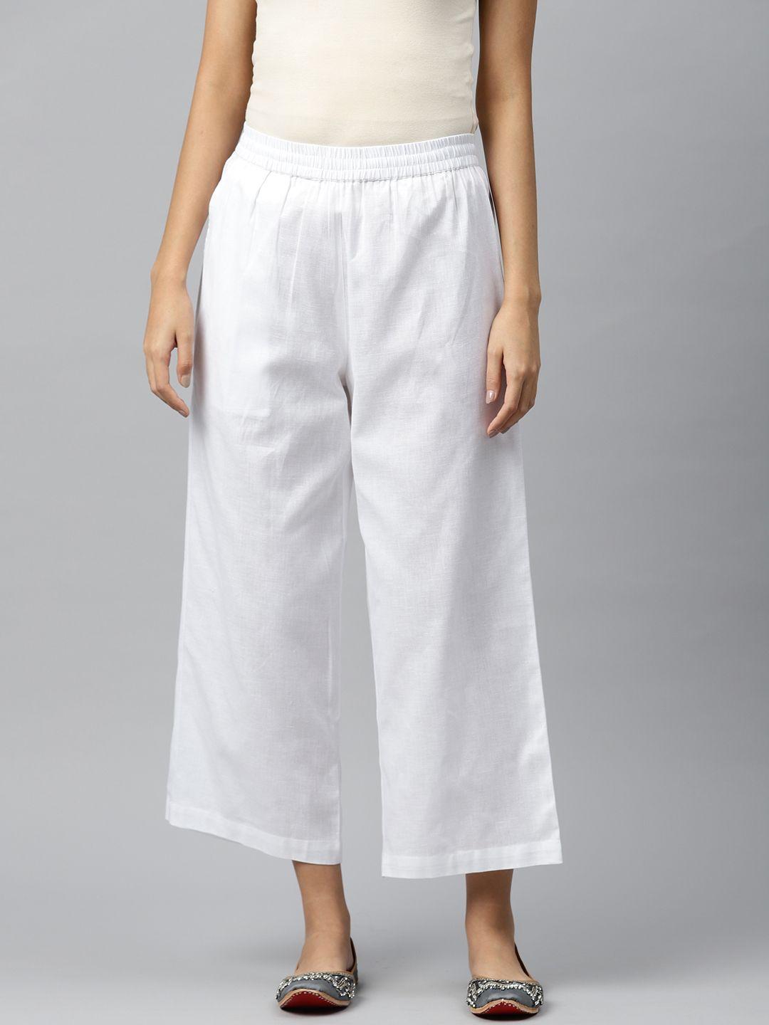 piroh women solid pleated culottes trousers
