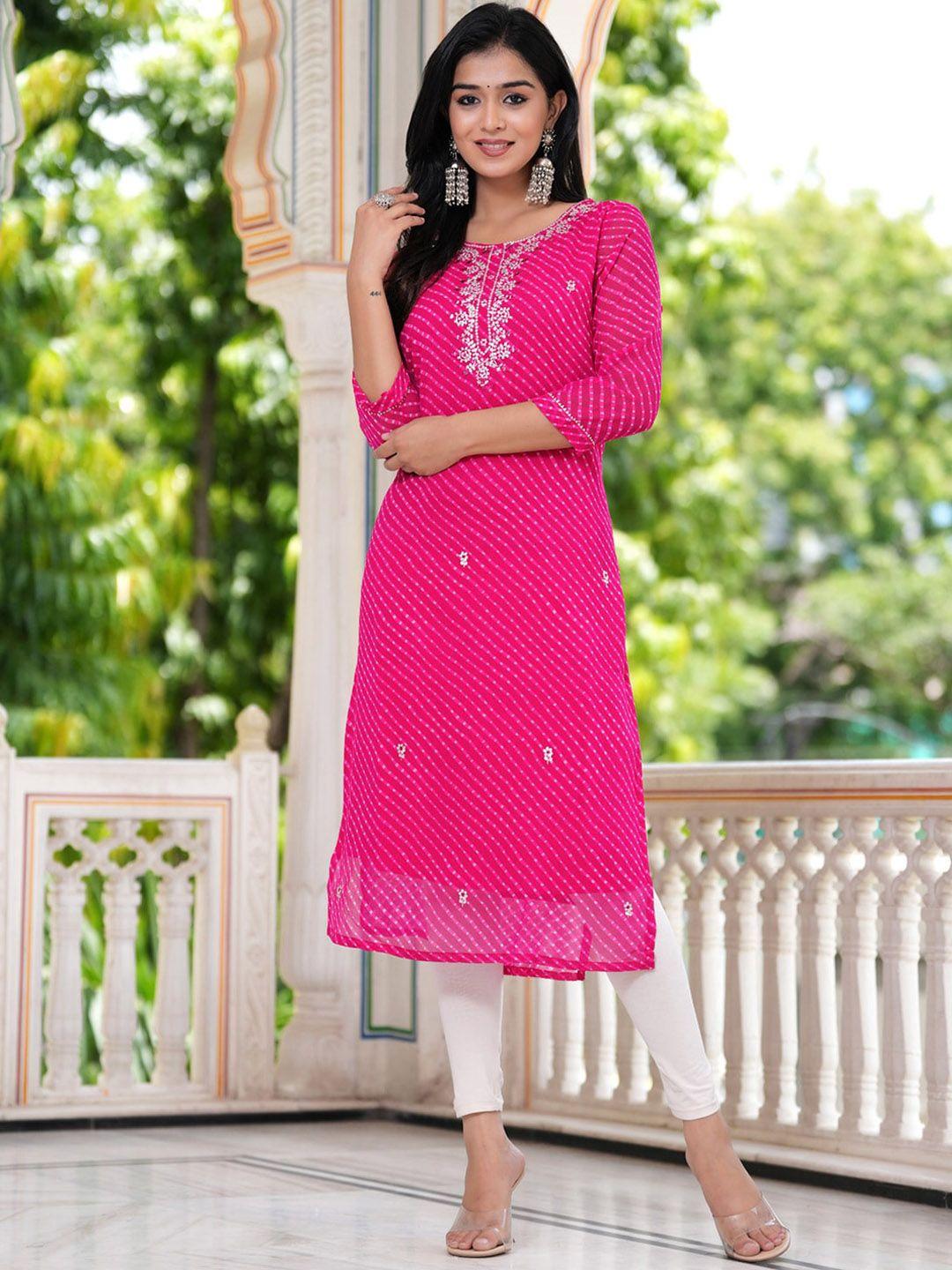 piroh yoke design embroidered gotta patti pure georgette kurta