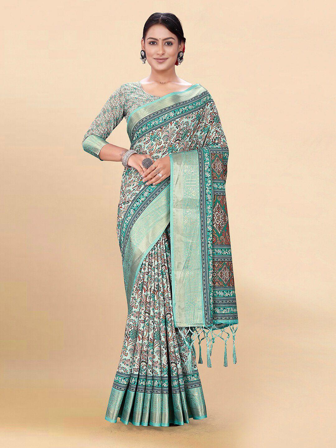 pisara ethnic motifs printed zari silk cotton saree