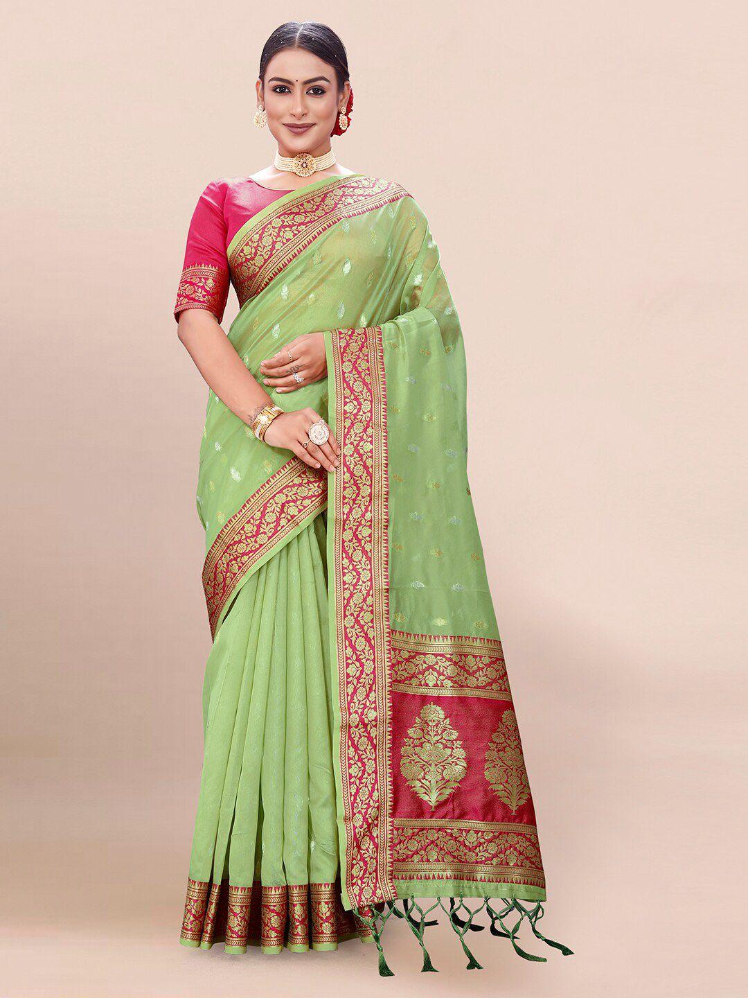 pisara ethnic motifs woven design zari organza saree