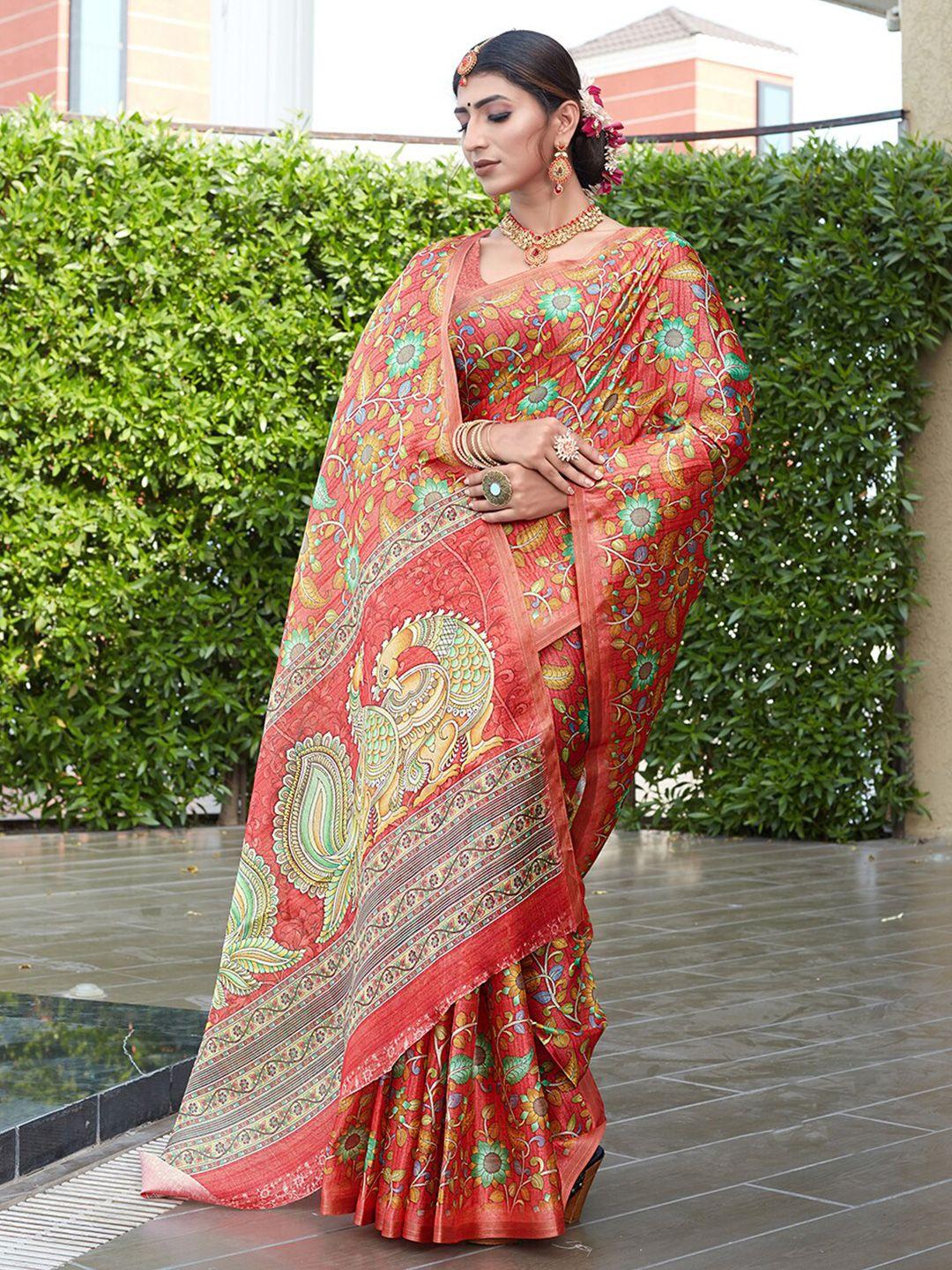 pisara floral printed silk cotton saree