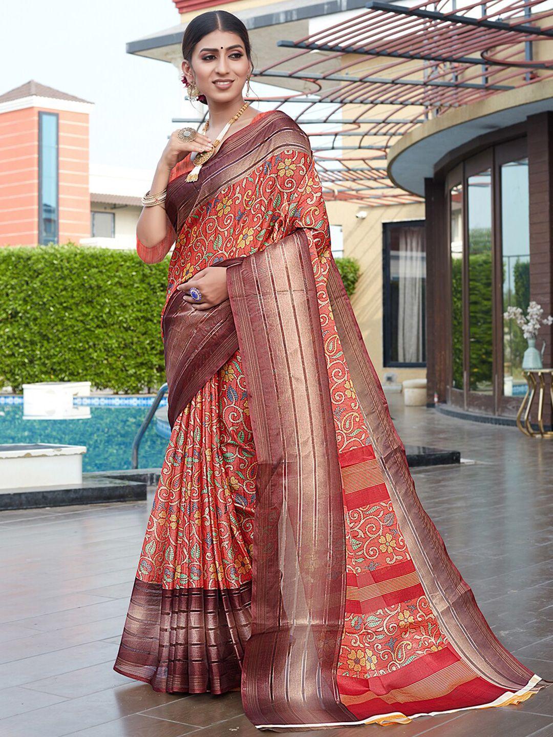 pisara floral printed silk cotton saree