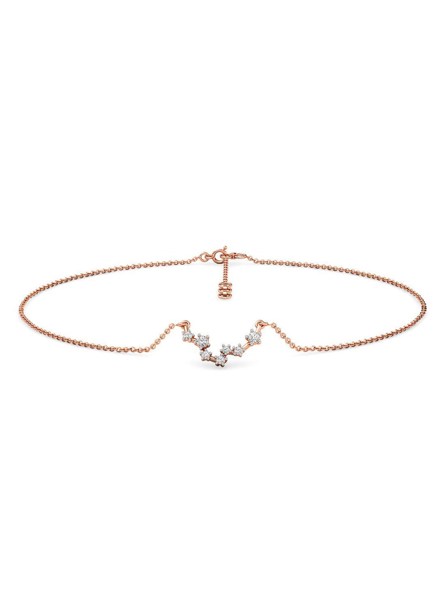 pisces 14k rose gold and diamond anklet for women